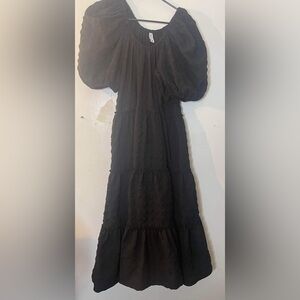 Zara black ruffle sleeve scoopneck black dress size xs